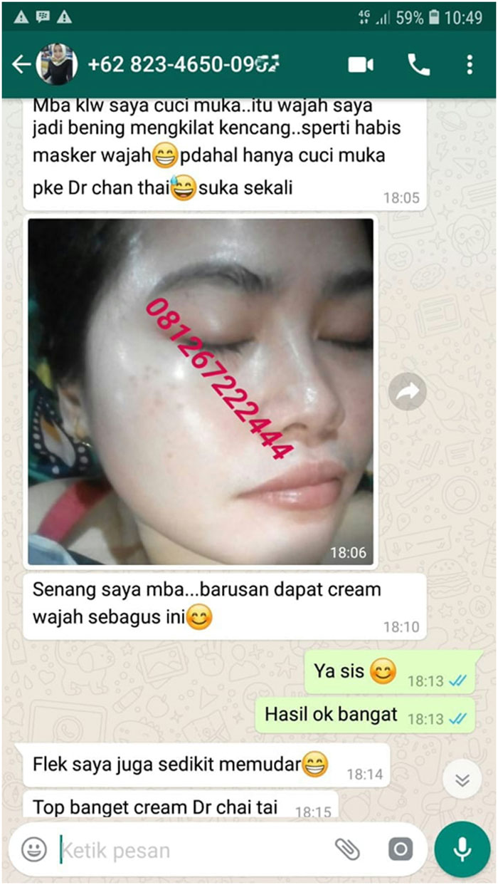 Testimonial Pelanggan dr. Chan Thai Land Skin Care